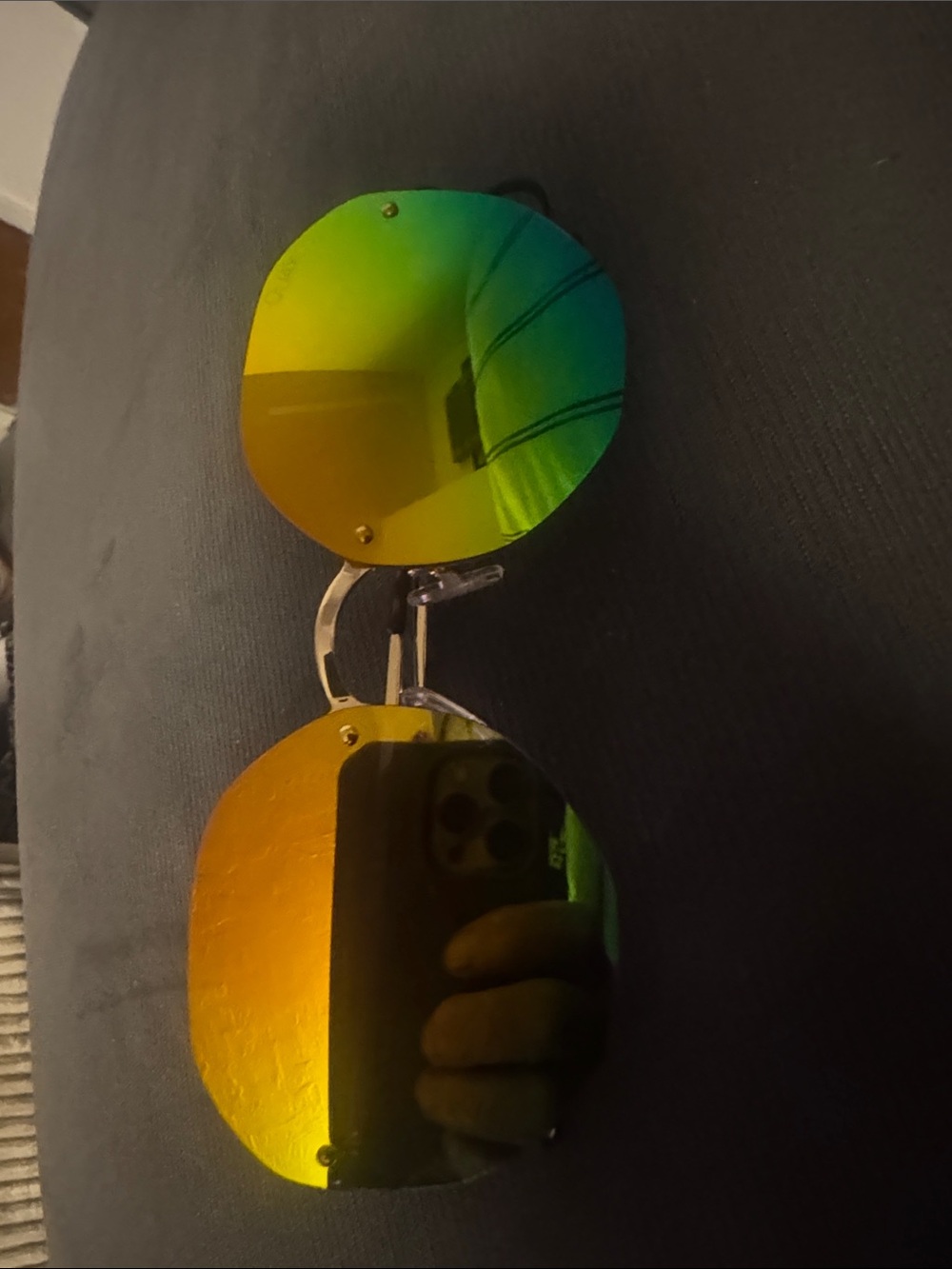 Quay Australia Round Rimless Sunglasses - multi color Lenses with Gold Frame